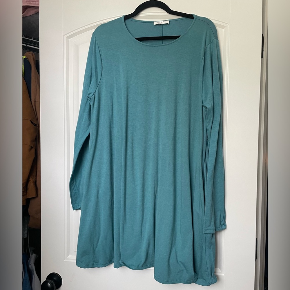 Zenana Outfitters Aqua Long Sleeve Dress
